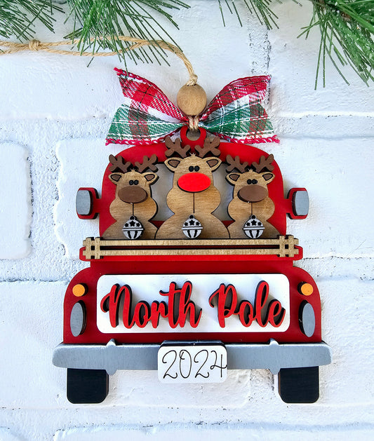 Reindeer Truck Ornament