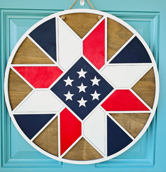 Patriotic Barn Quilt Door Hanger