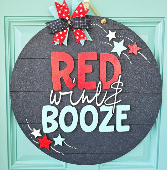 Red, Wine & Booze Door Hanger