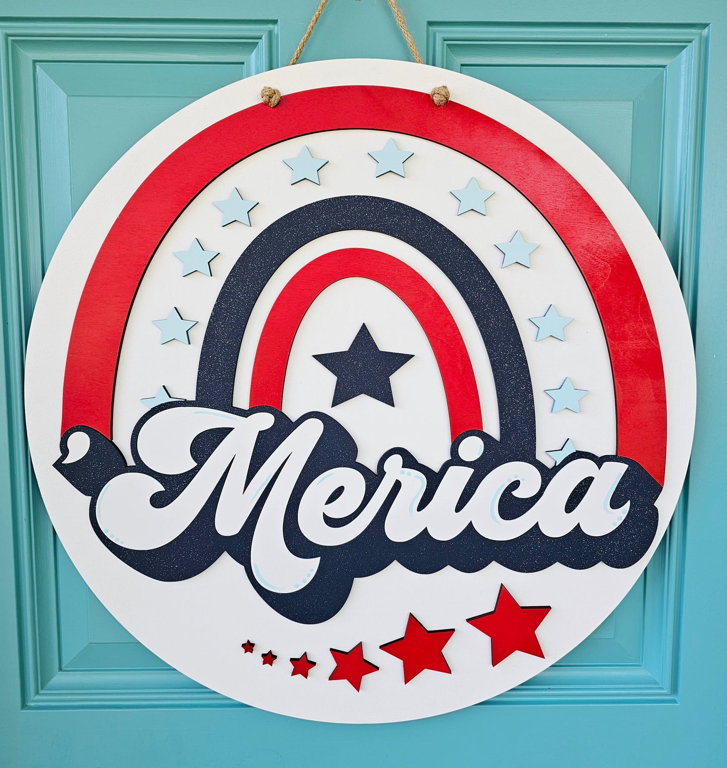 'Merica Retro Rainbow Door Hanger