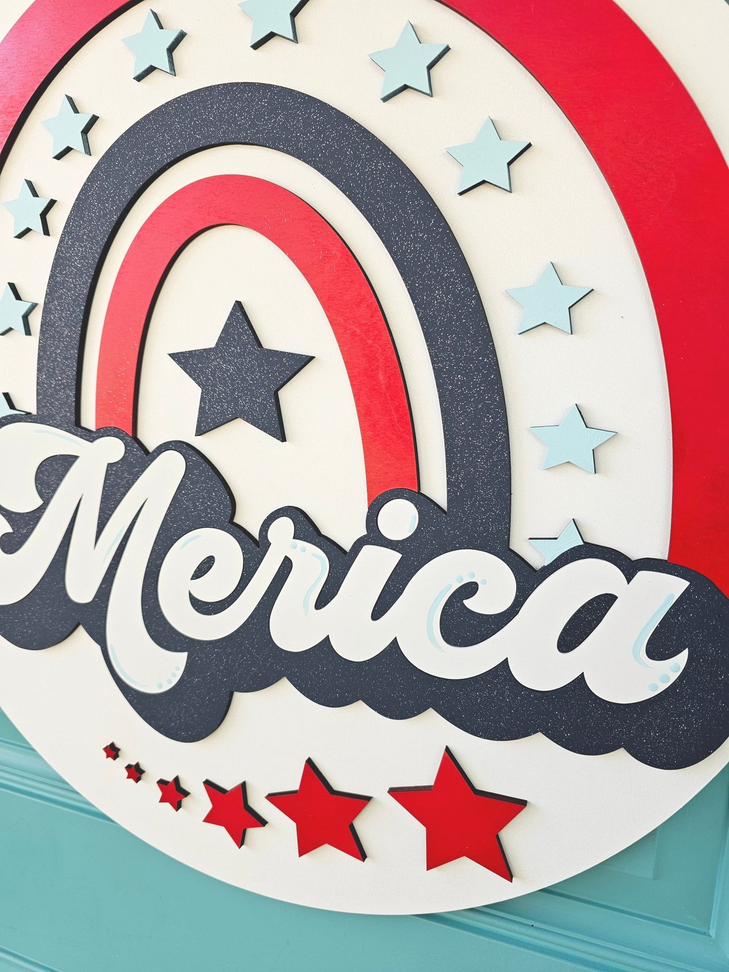 'Merica Retro Rainbow Door Hanger