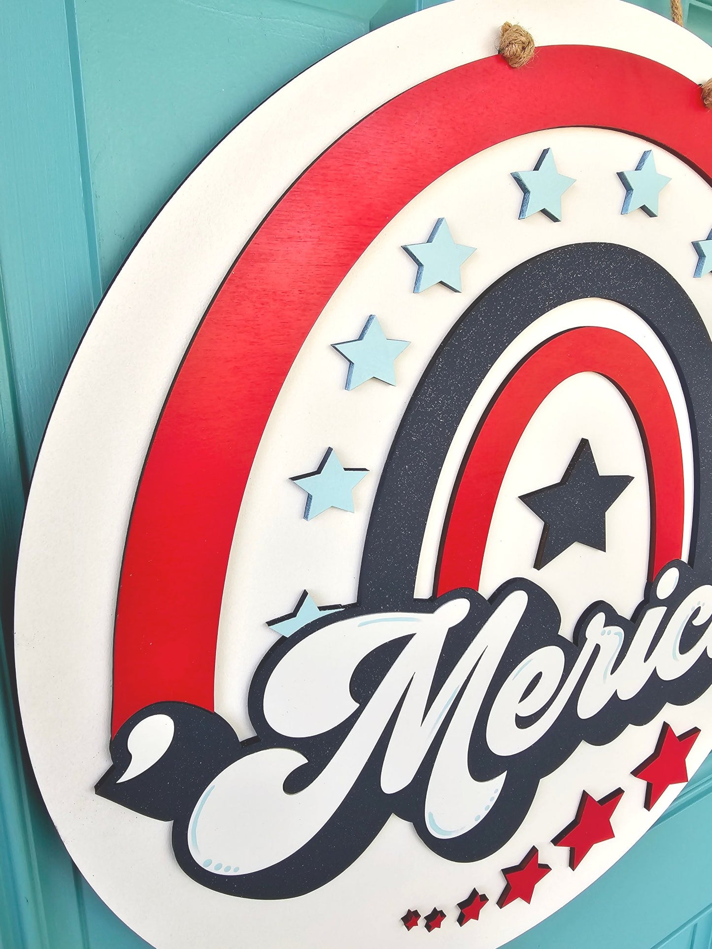 'Merica Retro Rainbow Door Hanger
