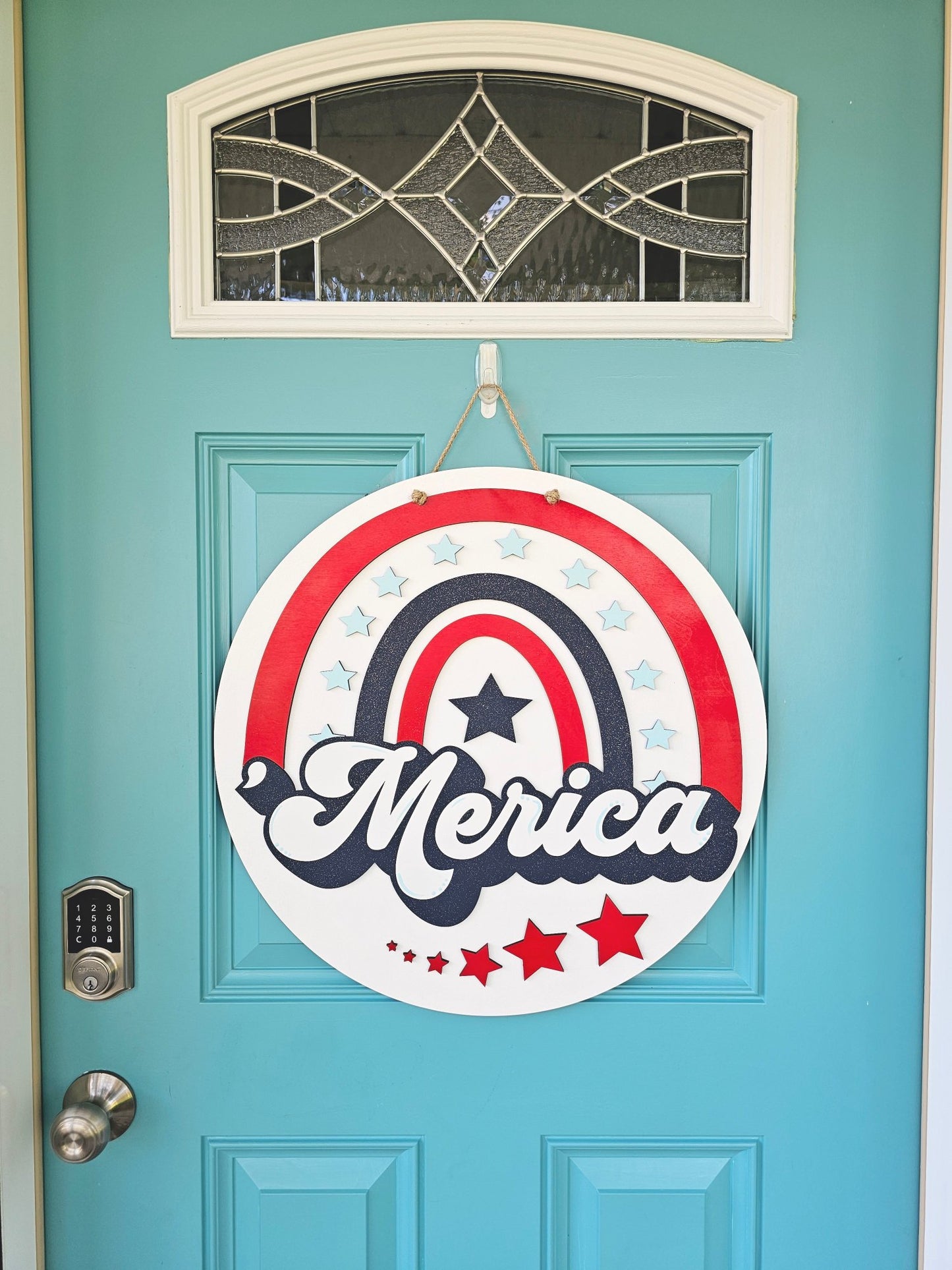 'Merica Retro Rainbow Door Hanger