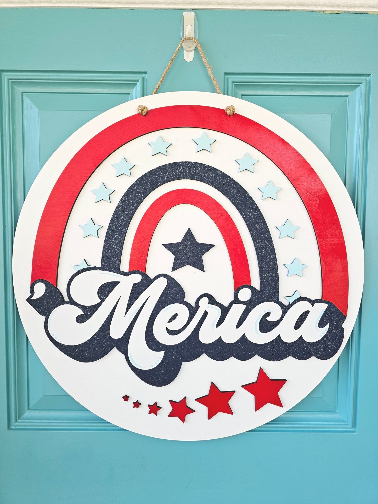 'Merica Retro Rainbow Door Hanger