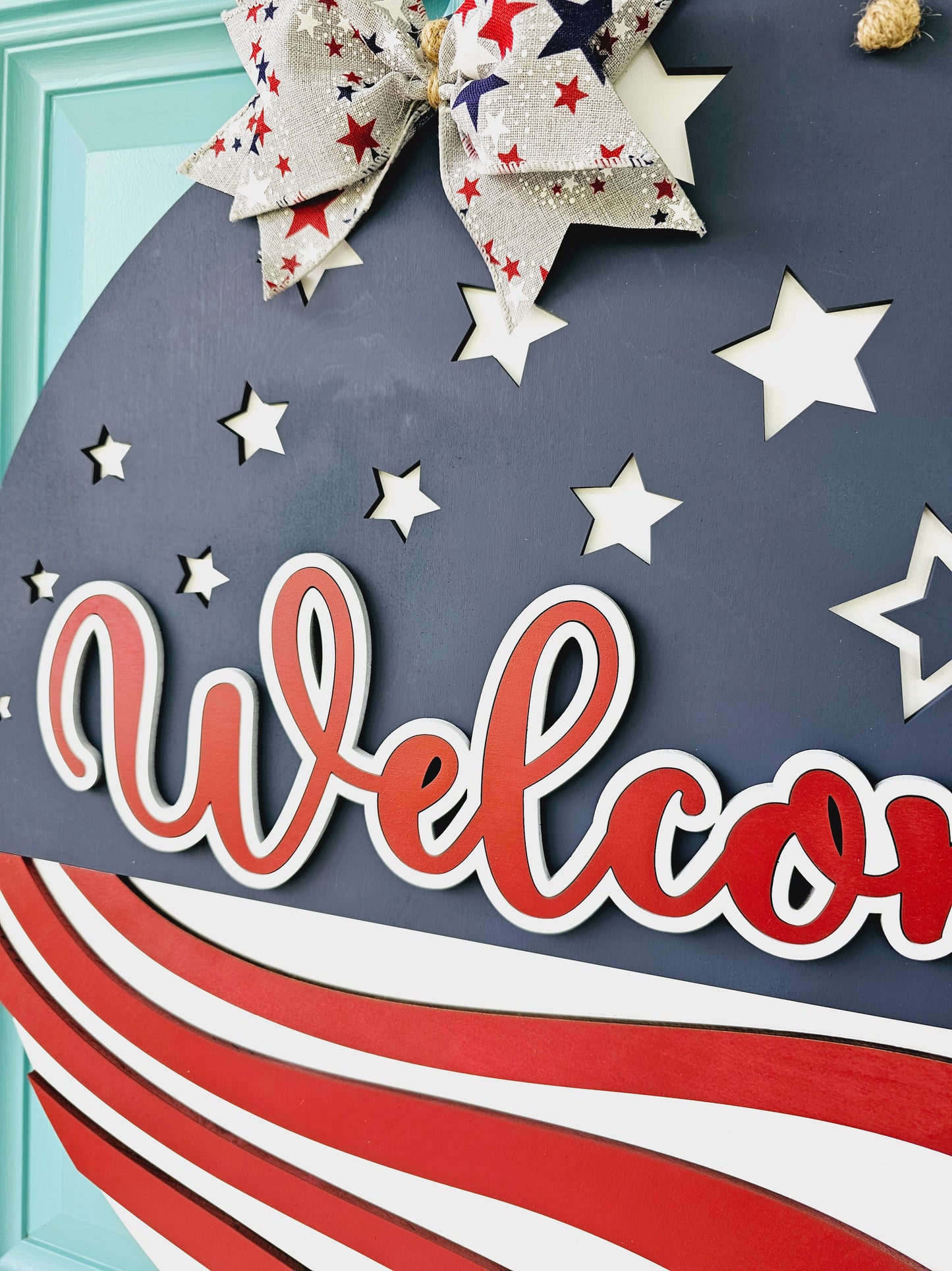 Patriotic Welcome Stars Door Hanger
