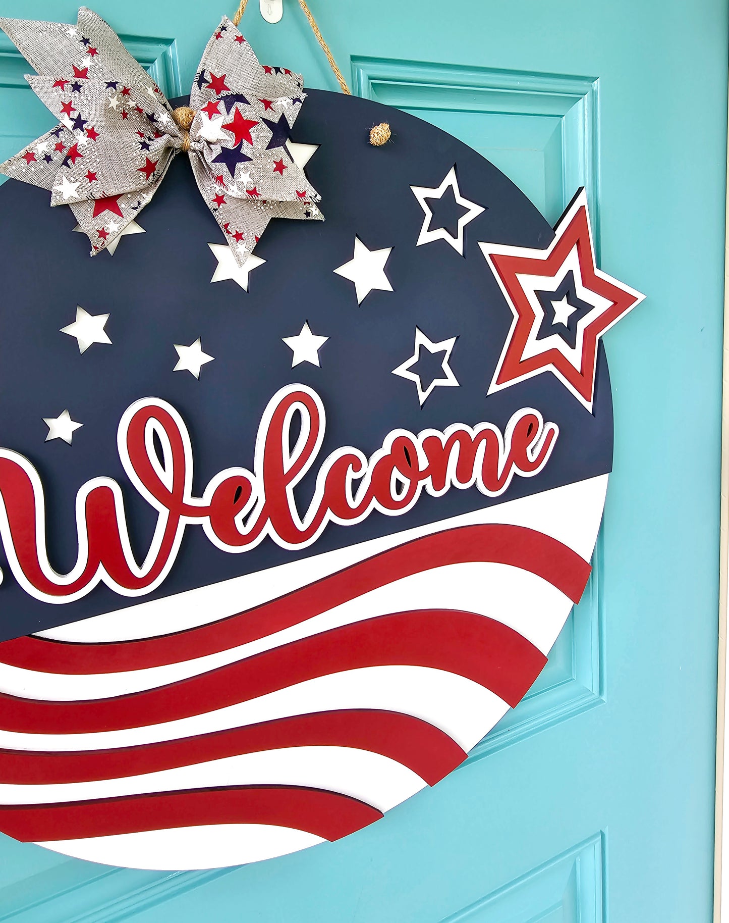 Patriotic Welcome Stars Door Hanger