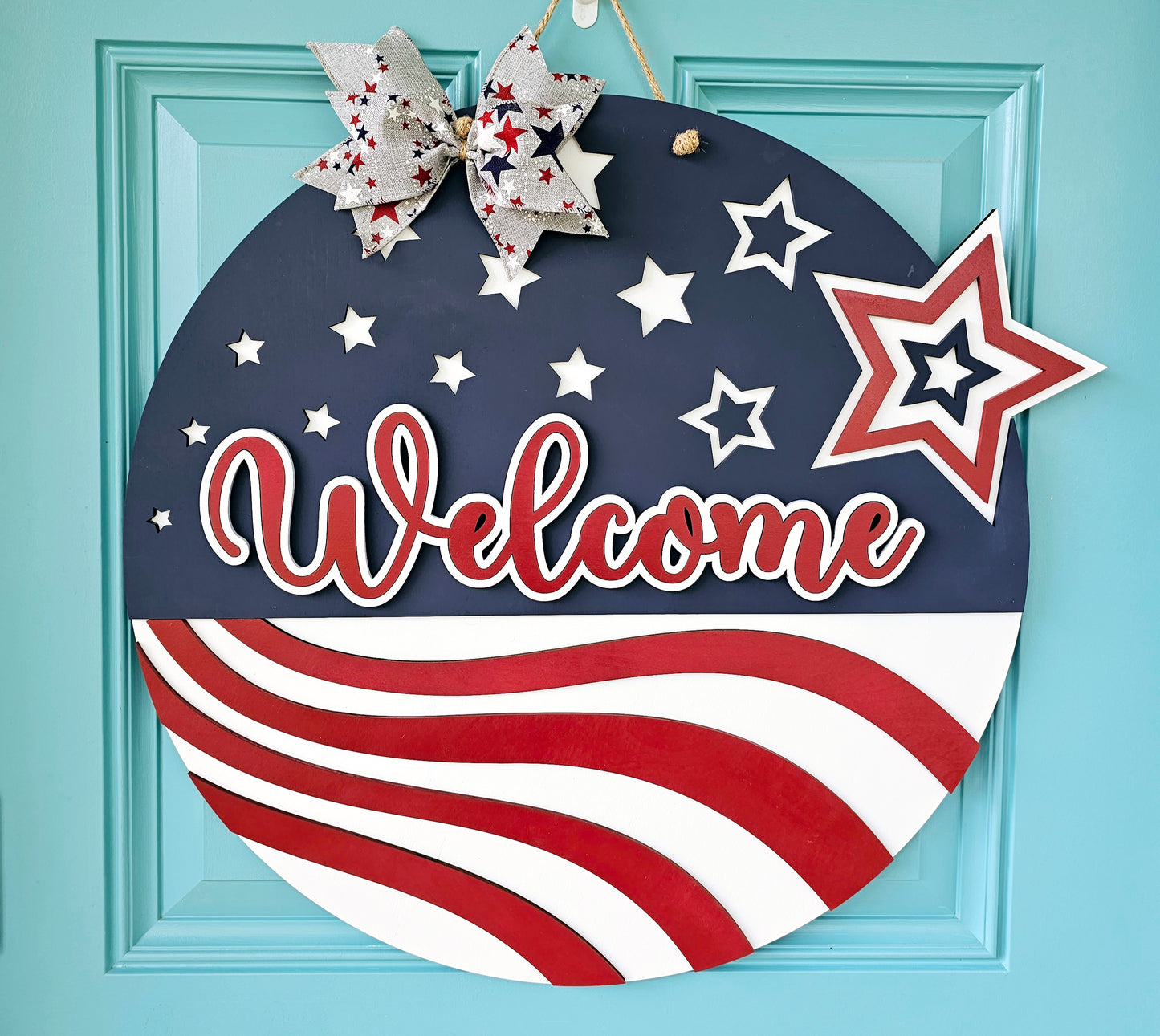 Patriotic Welcome Stars Door Hanger