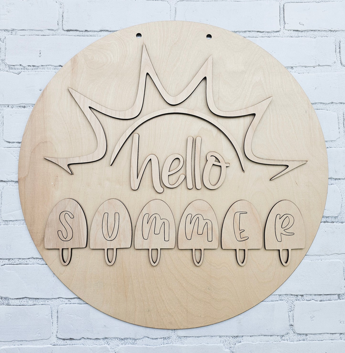 Hello Summer Sun Ray & Popsicles Door Hanger