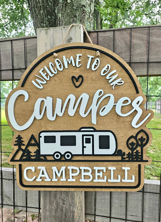 Welcome To Our Camper Door Hanger