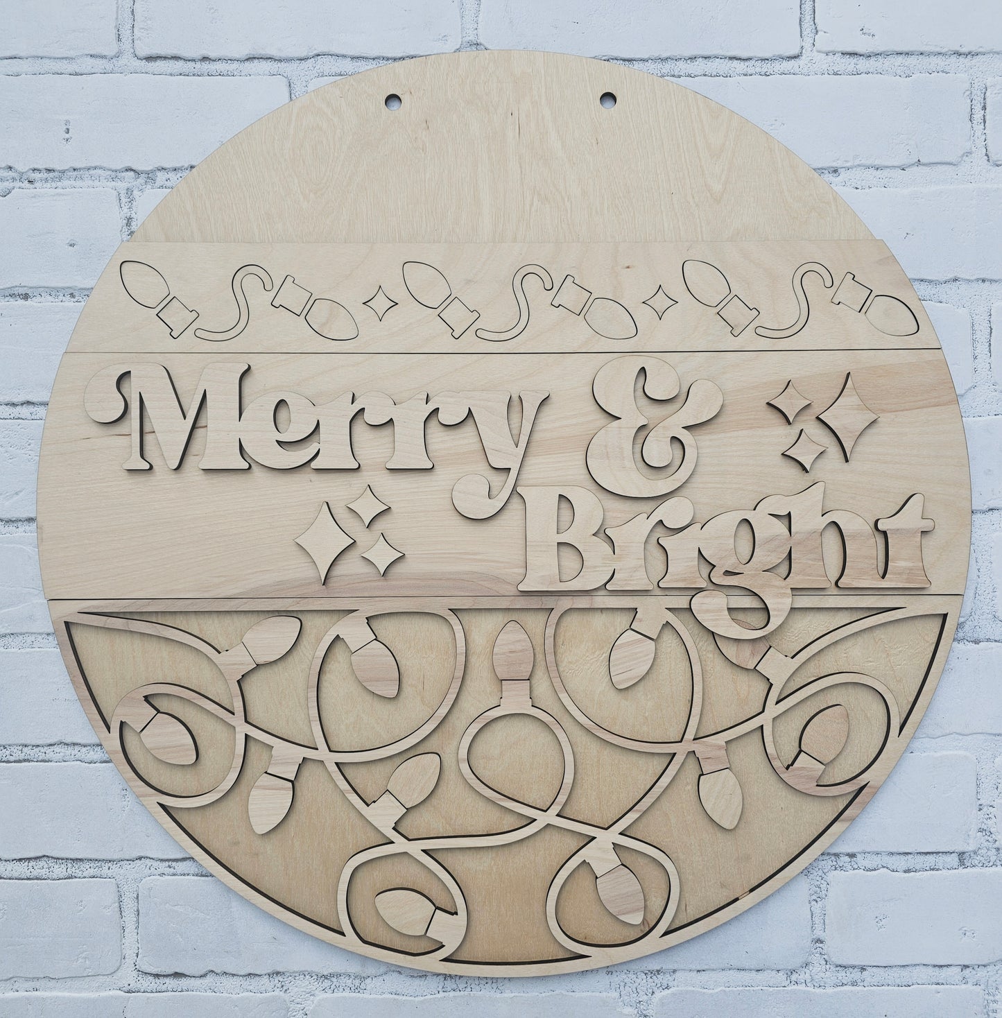 Merry & Bright Christmas Lights Door Hanger