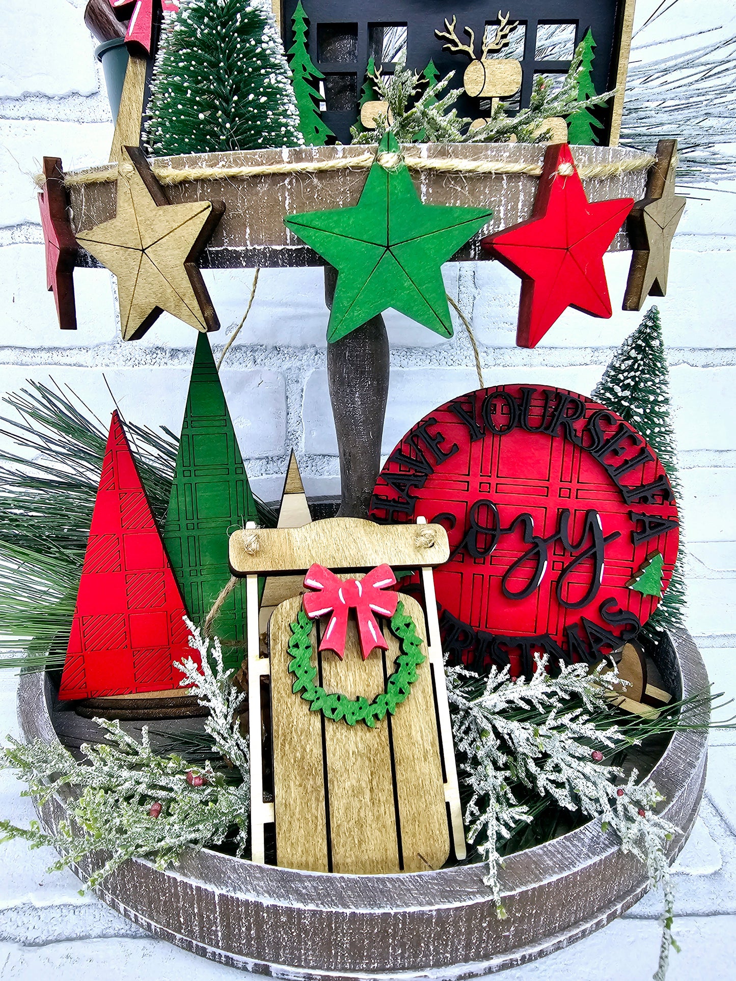 Christmas at the Cabin Tiered Tray Set