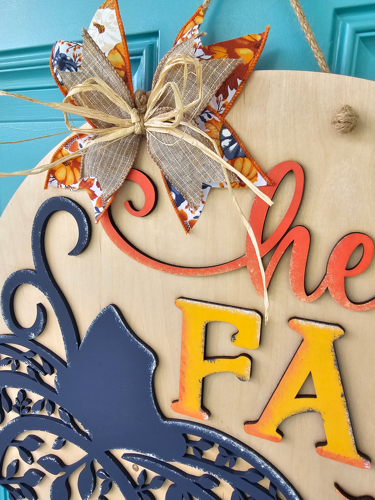 Fall Floral Pumpkin Door Hanger