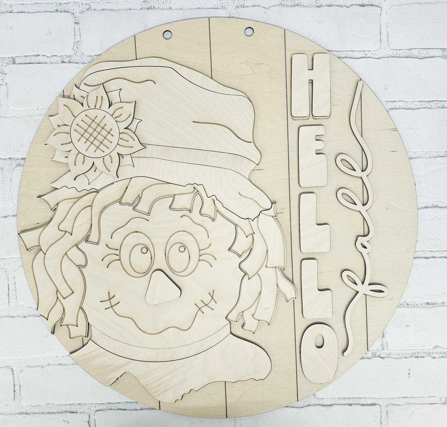 Hello Fall Scarecrow Door Hanger