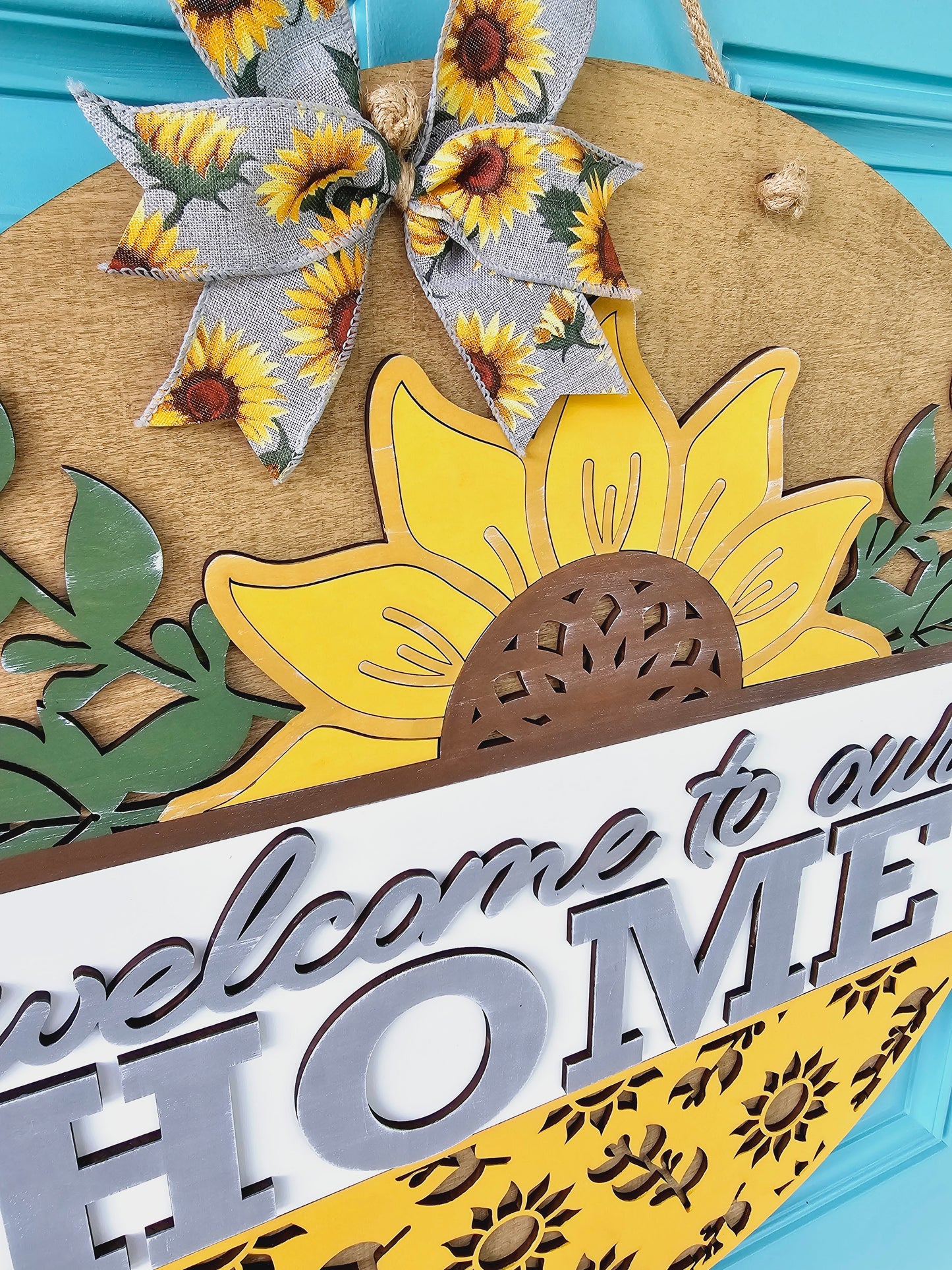 Welcome to our Home Sunflower Door Hanger