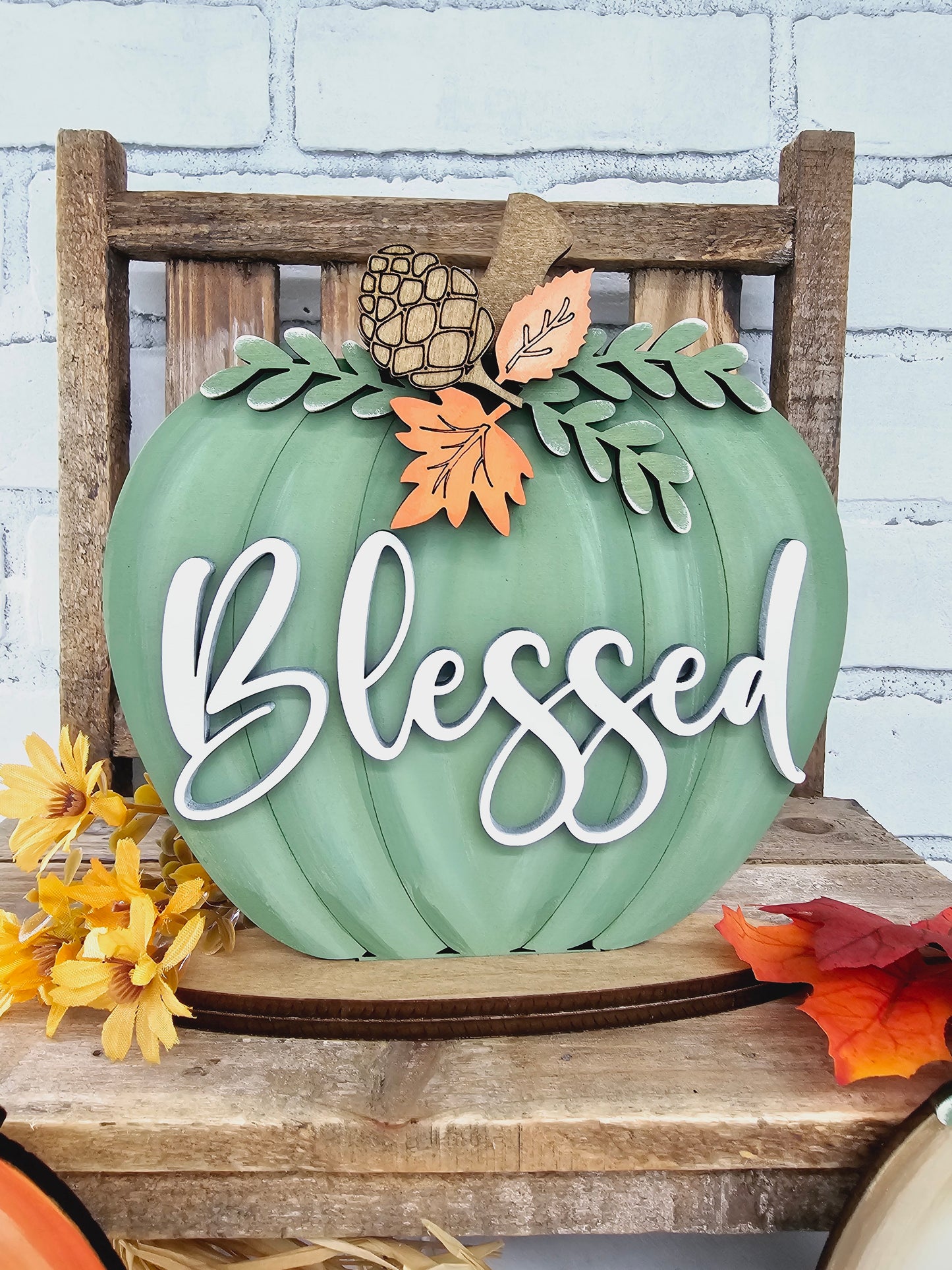 Thankful, Grateful & Blessed Pumpkin Trio