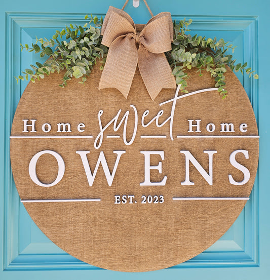 Home Sweet Home Last Name Door Hanger