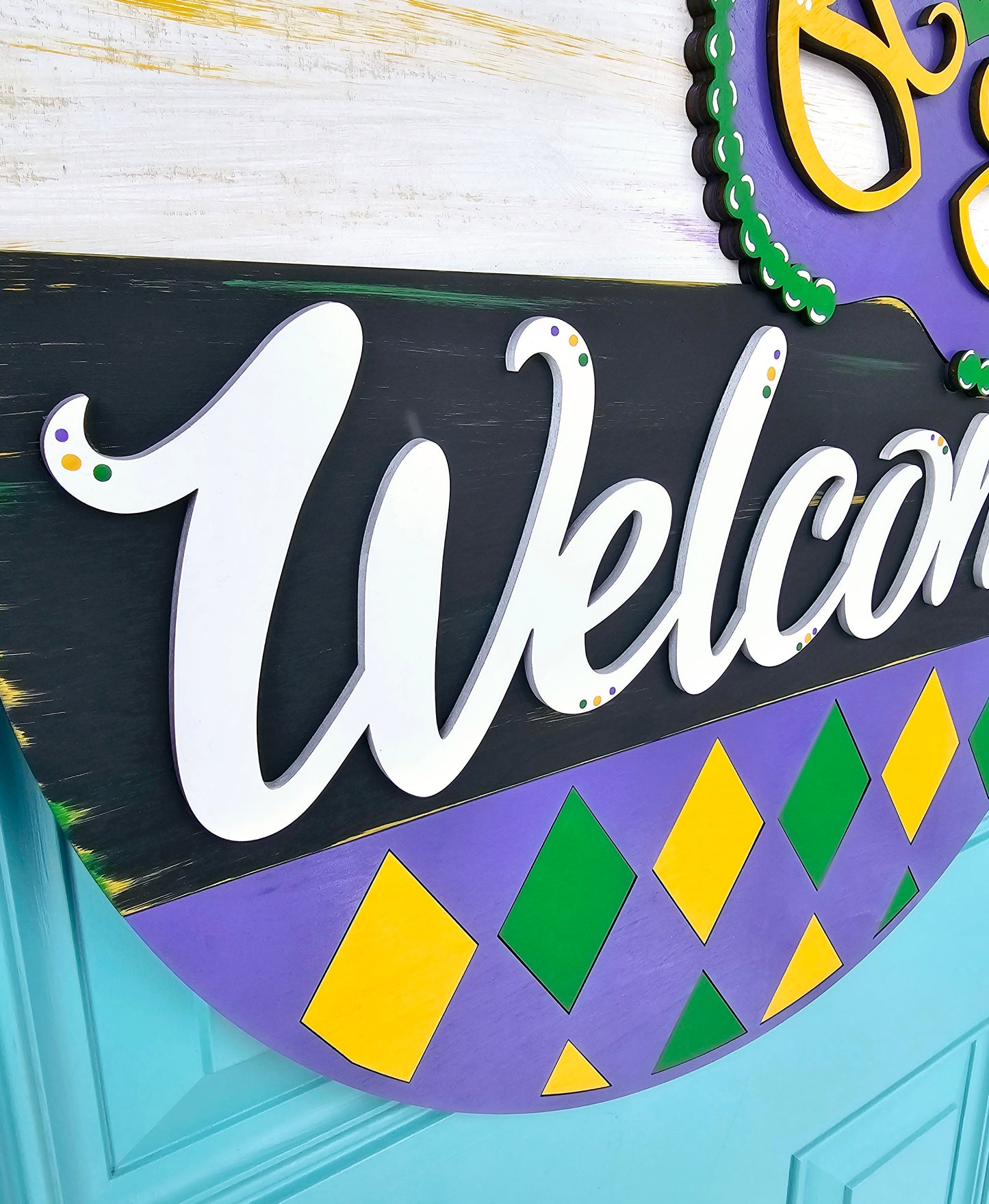 Welcome Mardi Gras Door Hanger