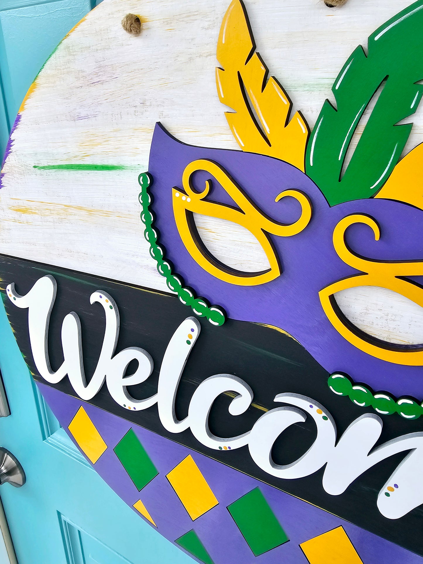Welcome Mardi Gras Door Hanger