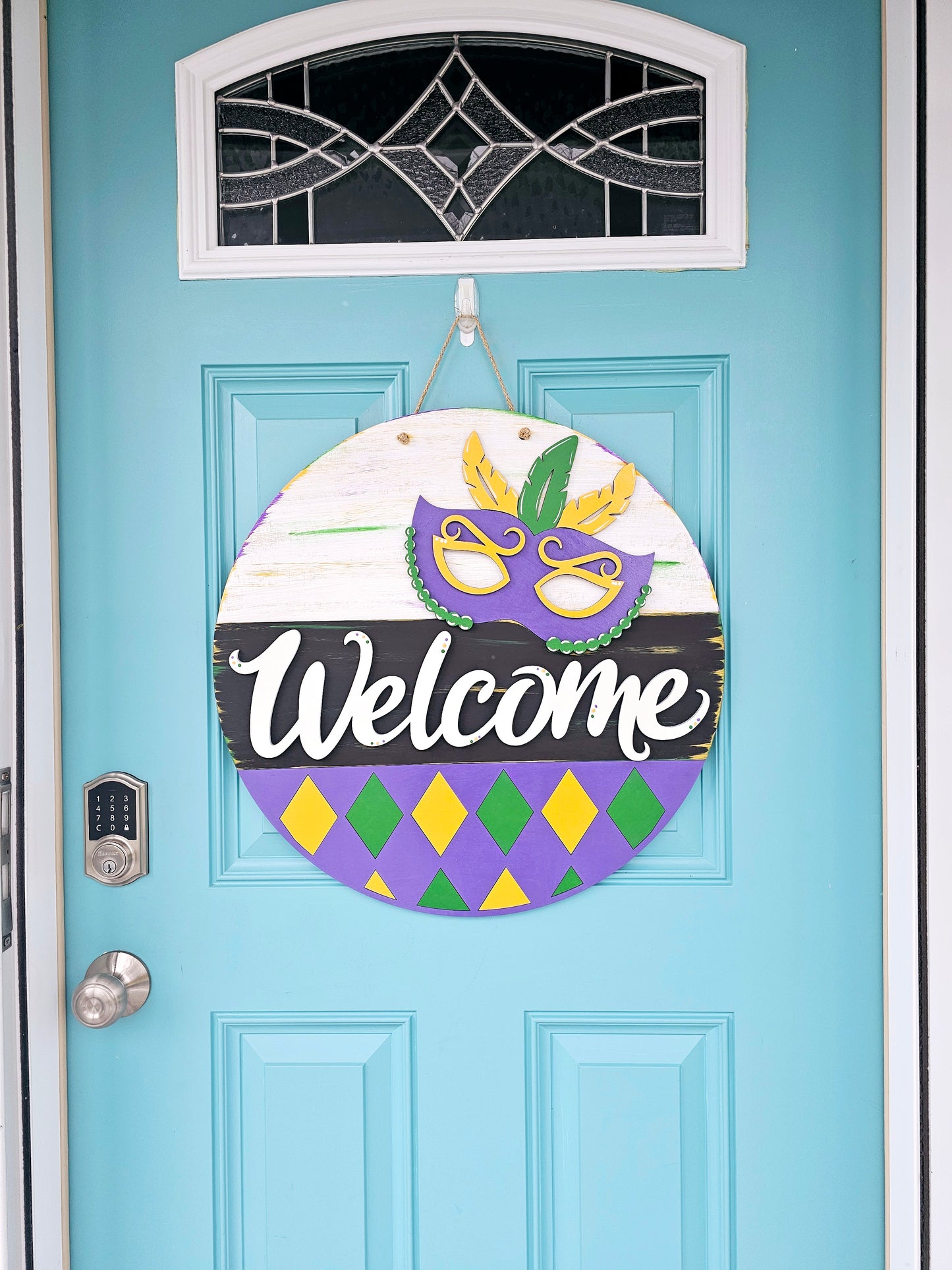 Welcome Mardi Gras Door Hanger