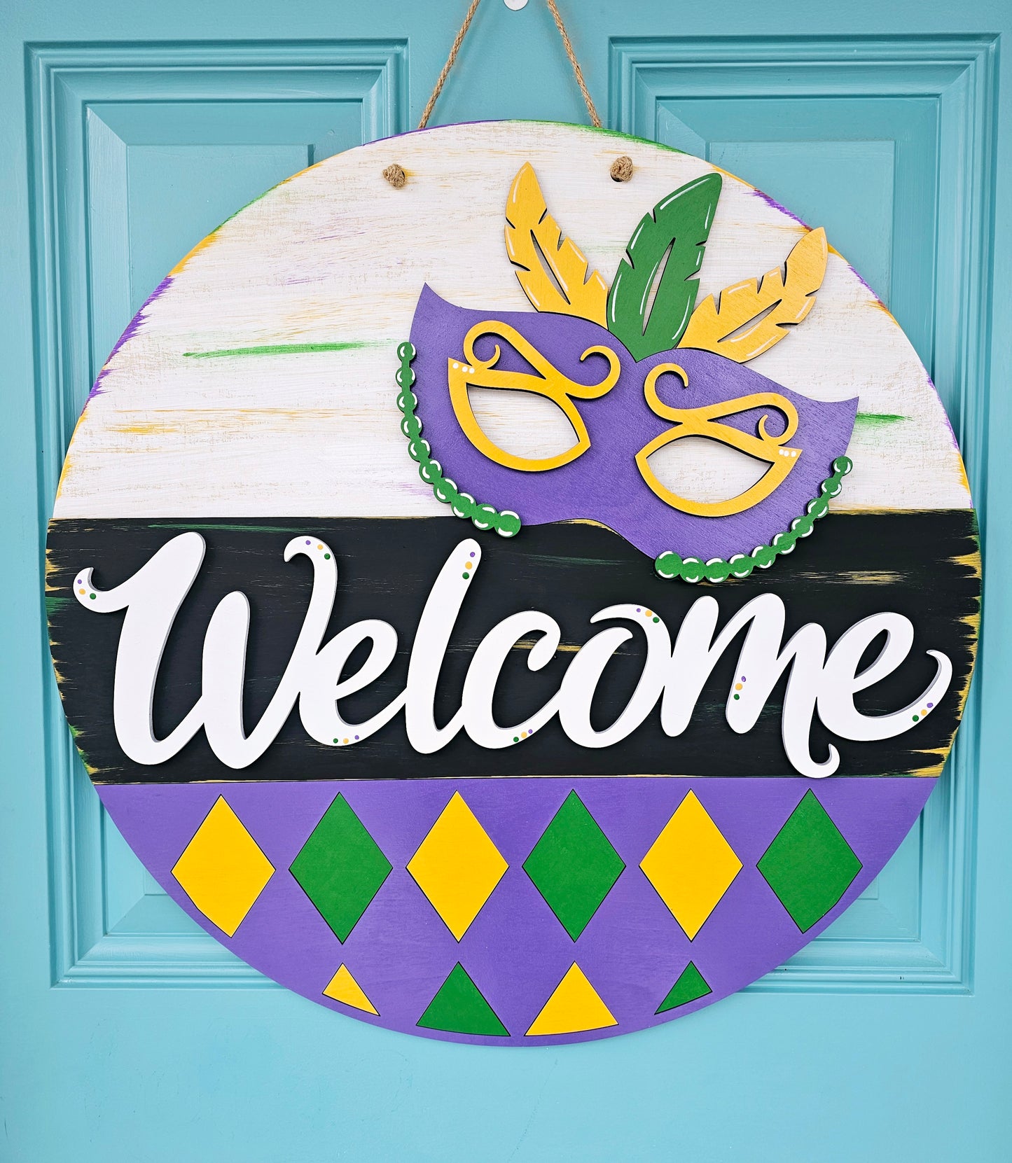 Welcome Mardi Gras Door Hanger