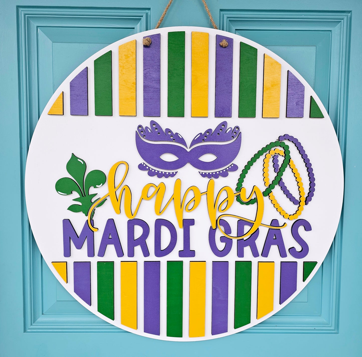 Happy Mardi Gras Lines Door Hanger