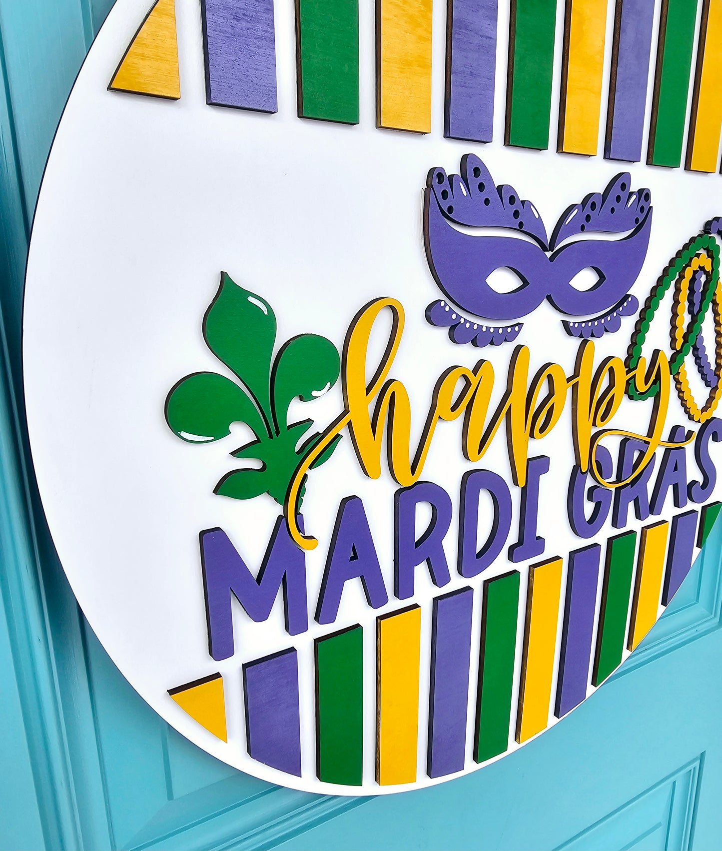 Happy Mardi Gras Lines Door Hanger