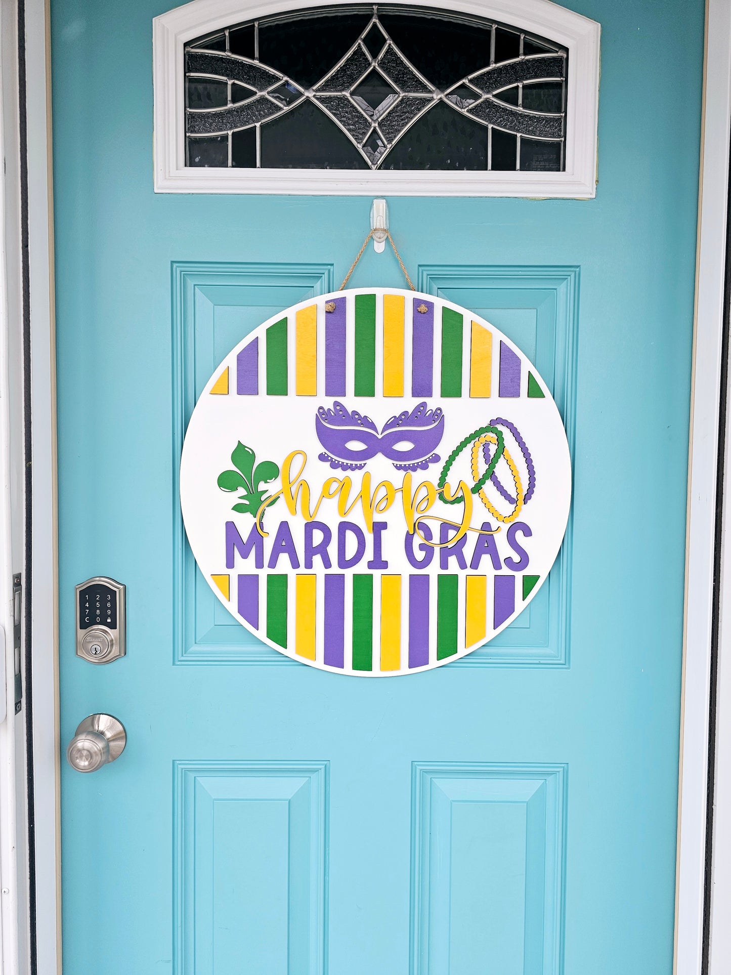 Happy Mardi Gras Lines Door Hanger