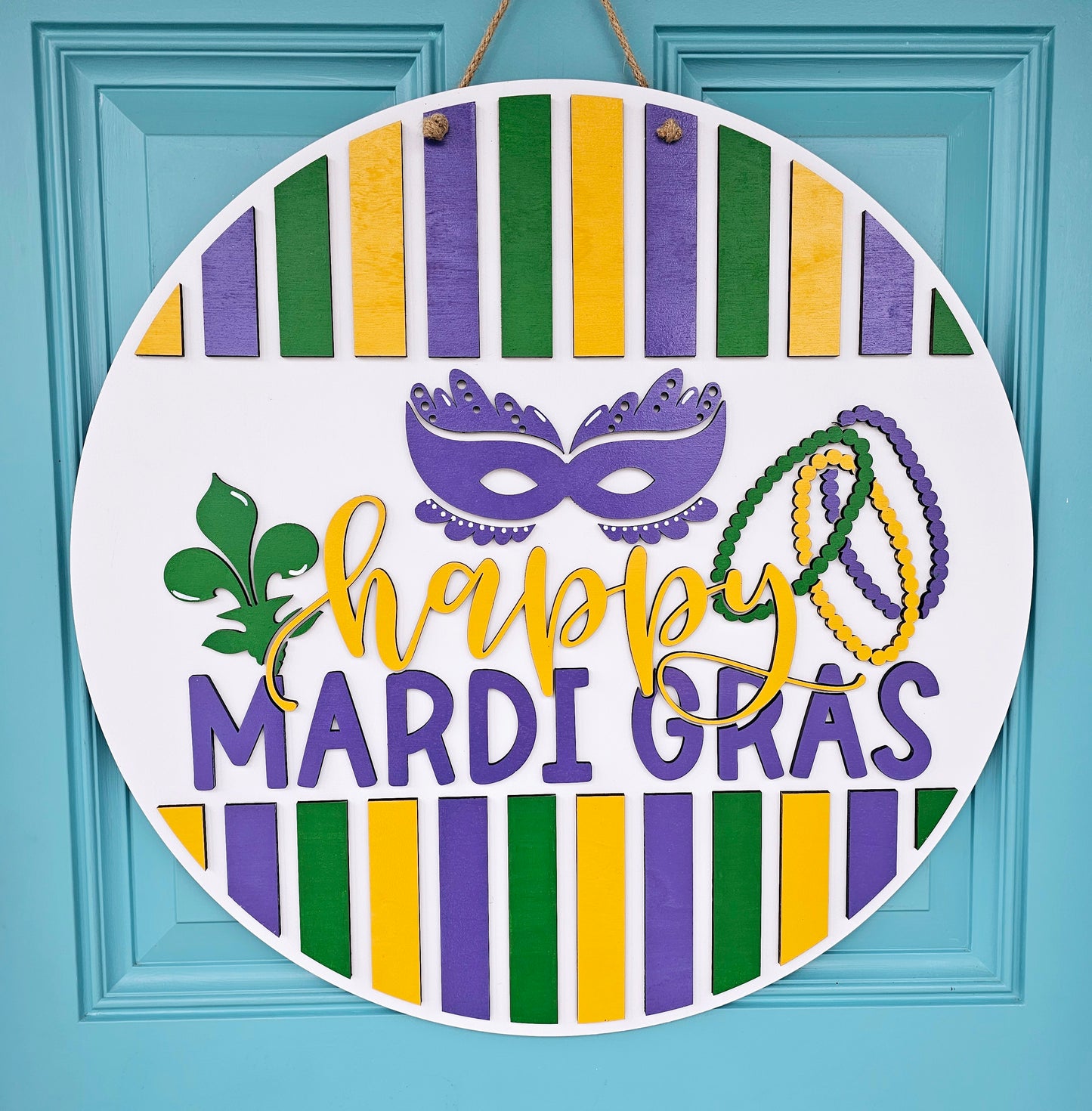 Happy Mardi Gras Lines Door Hanger