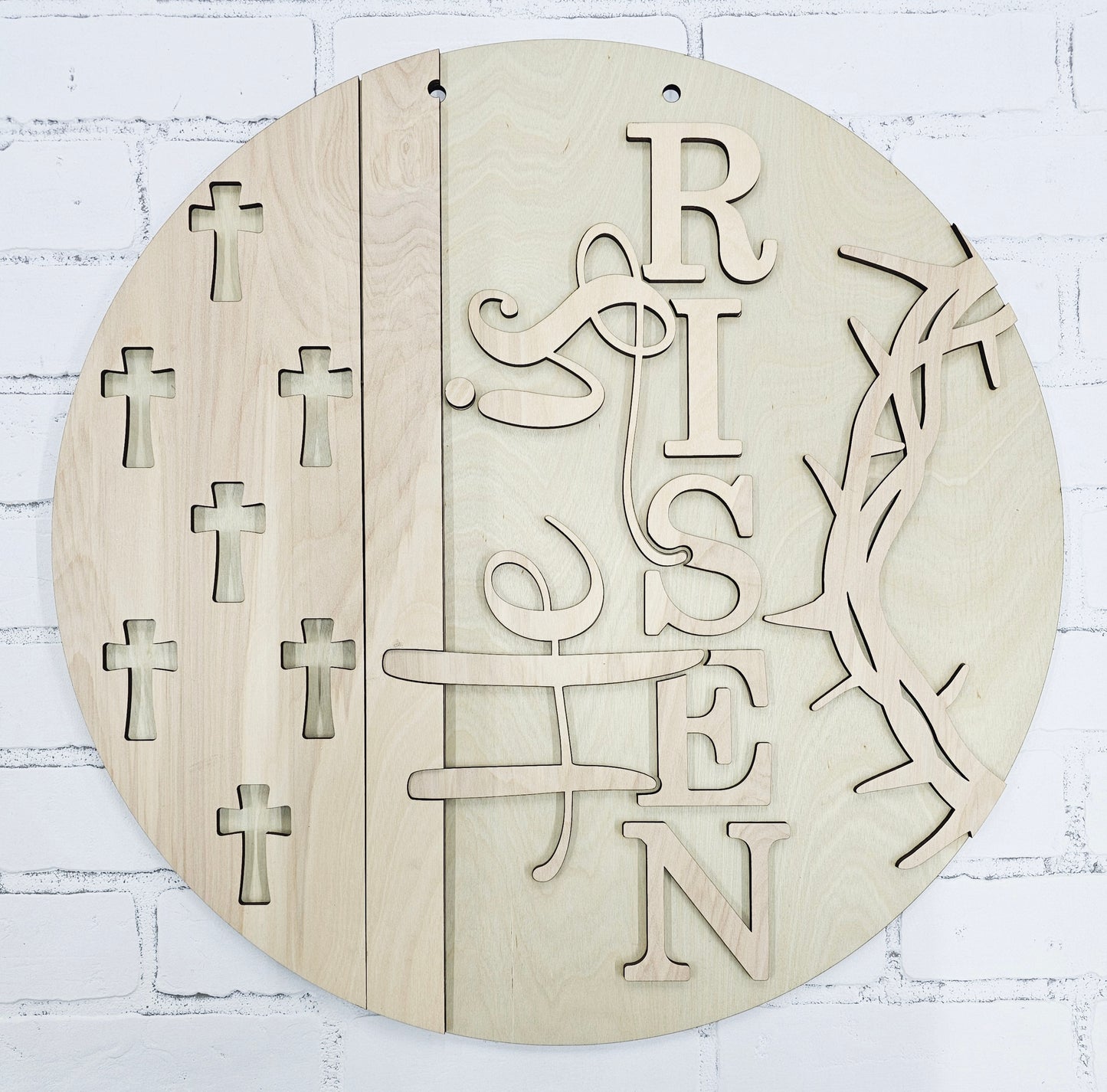He is Risen Side Crosses Door Hanger
