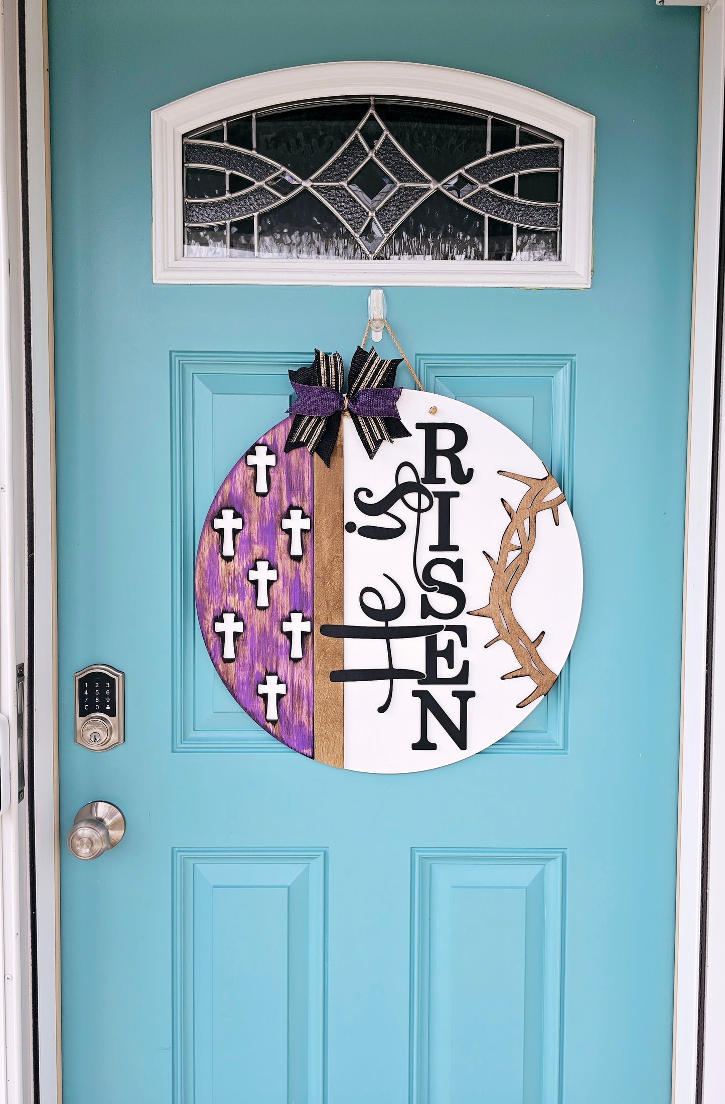 He is Risen Side Crosses Door Hanger