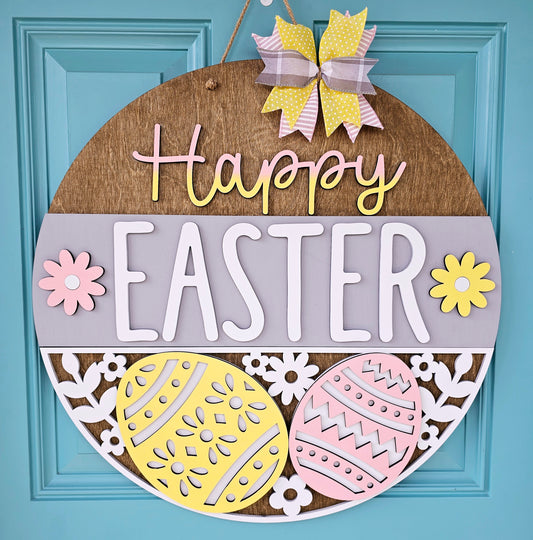 Happy Easter Floral Egg Door Hanger