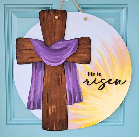 He is Risen Sunshine Cross Door Hanger