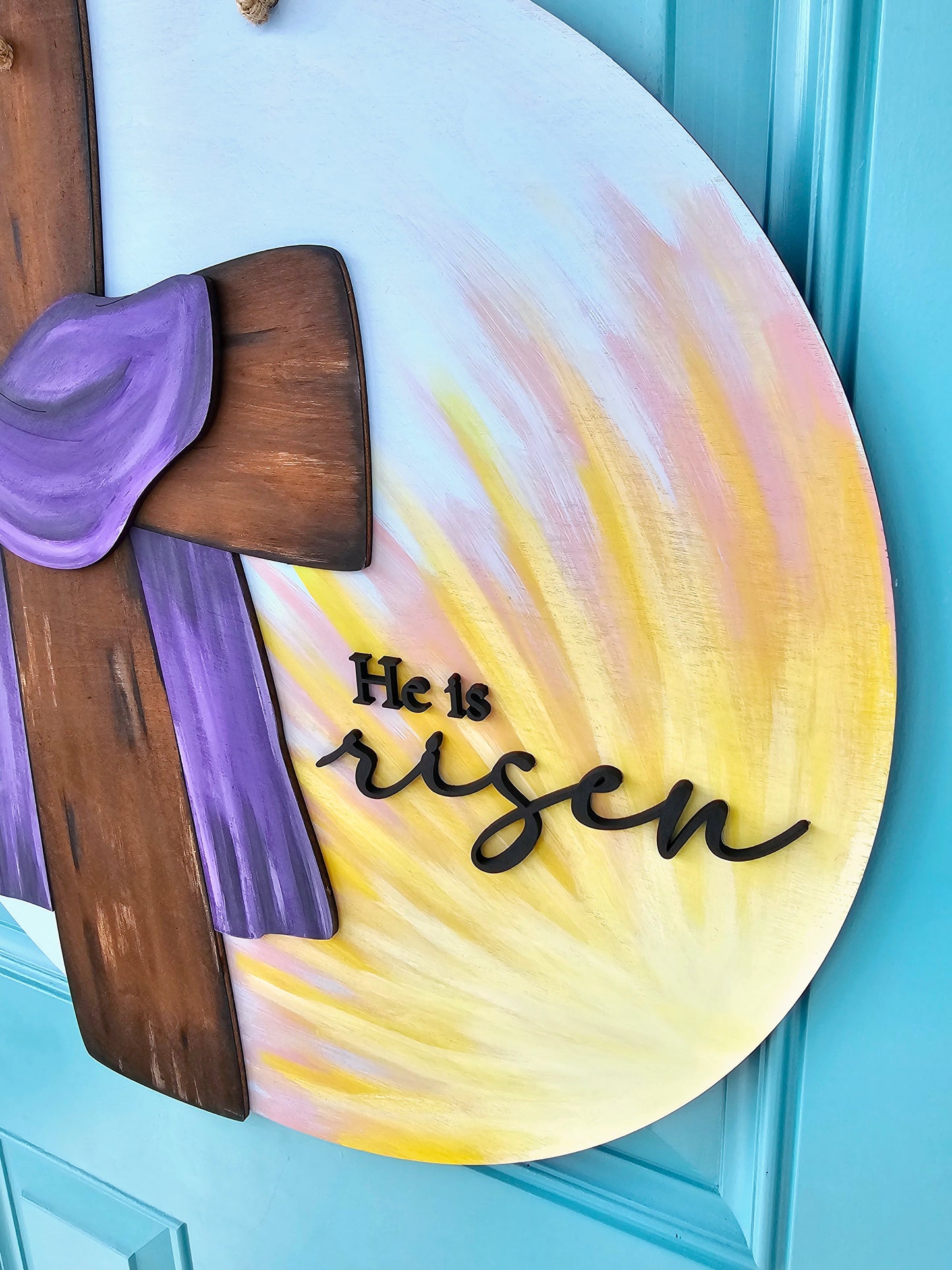 He is Risen Sunshine Cross Door Hanger