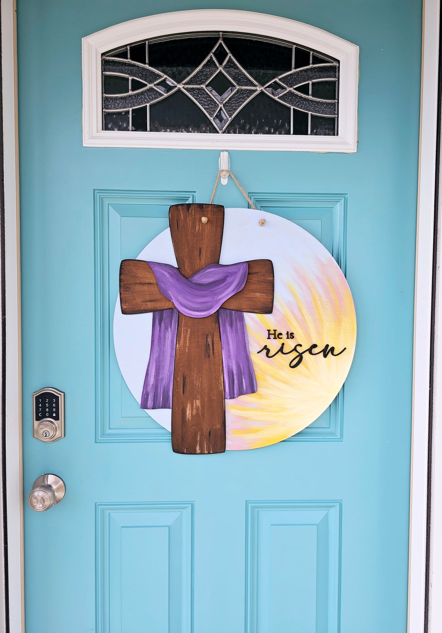 He is Risen Sunshine Cross Door Hanger