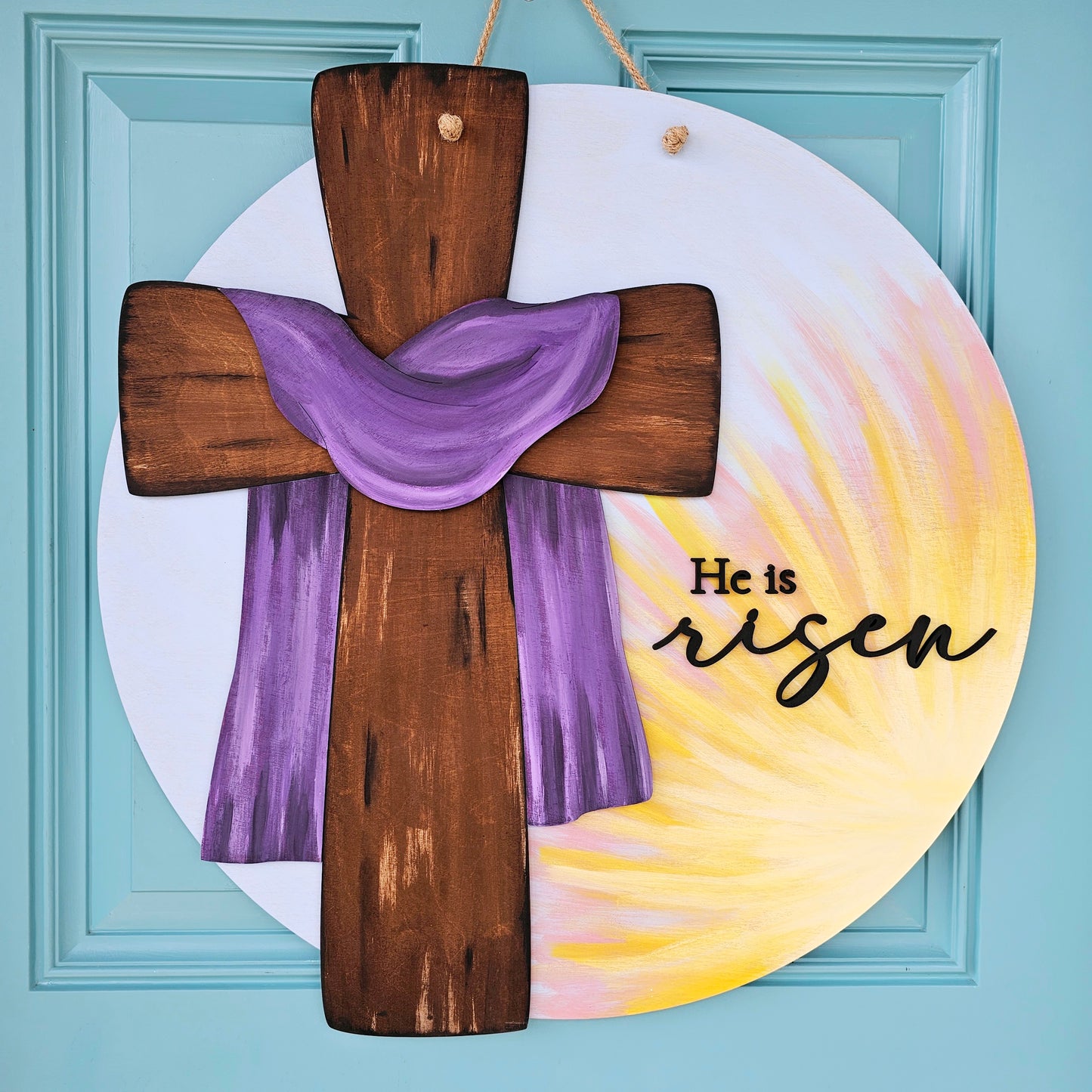 He is Risen Sunshine Cross Door Hanger