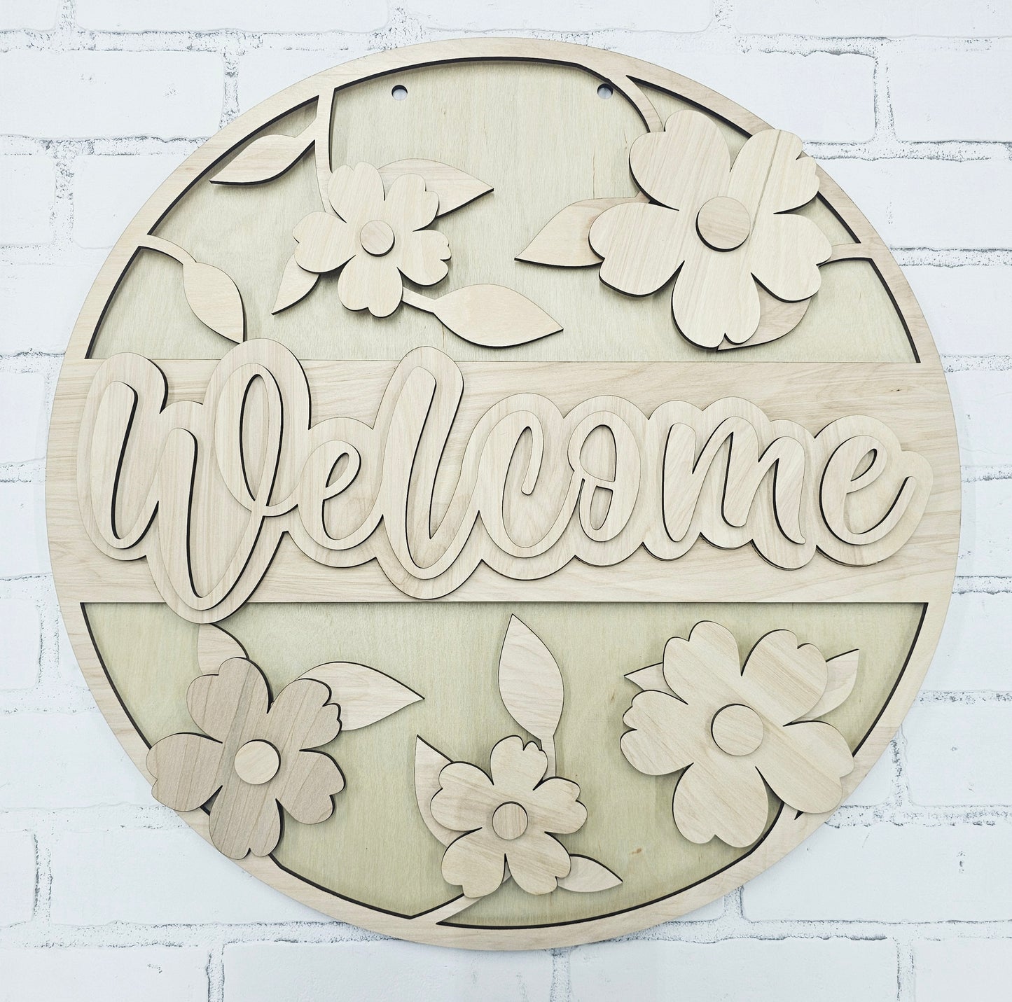 Welcome Ombre Floral Door Hanger