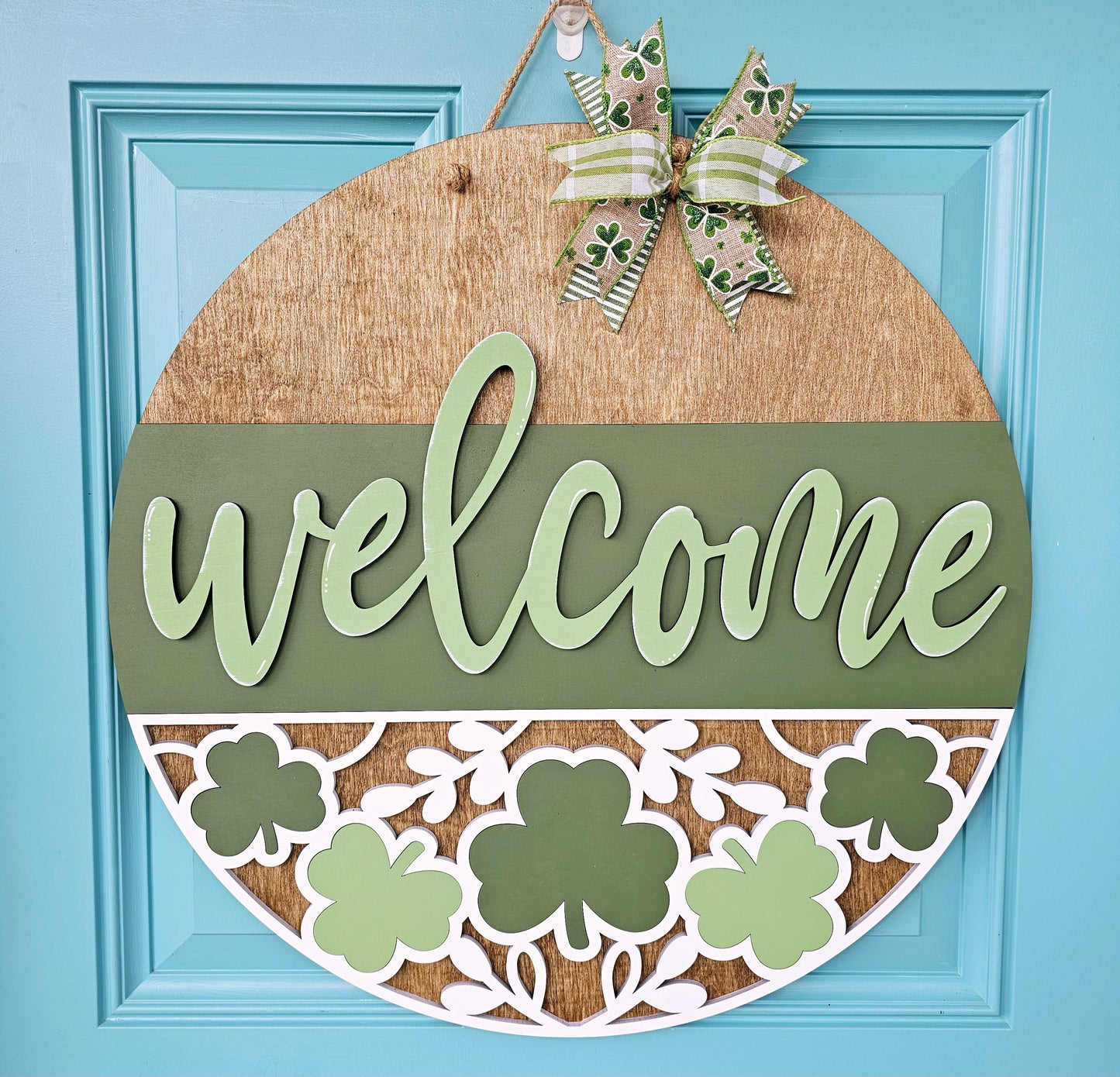 Welcome Clover Door Hanger