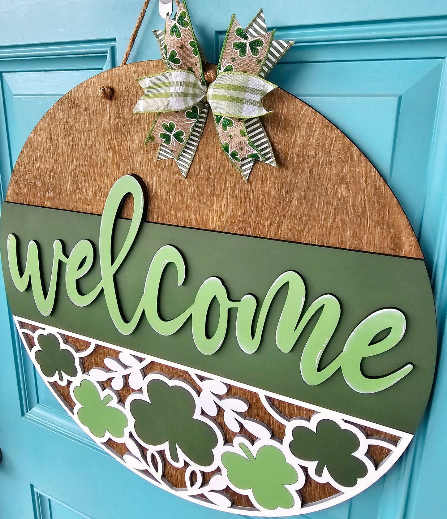 Welcome Clover Door Hanger
