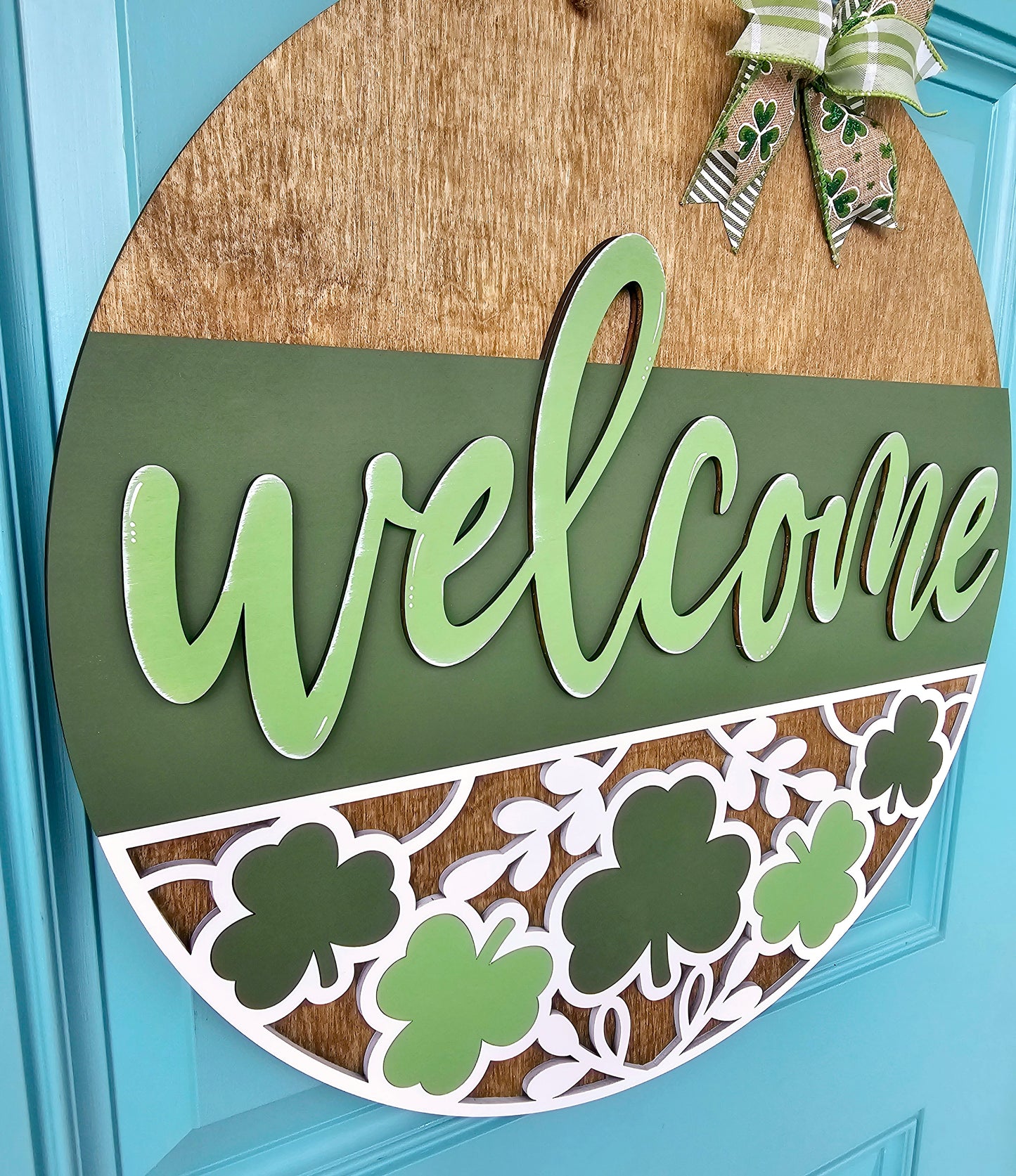 Welcome Clover Door Hanger