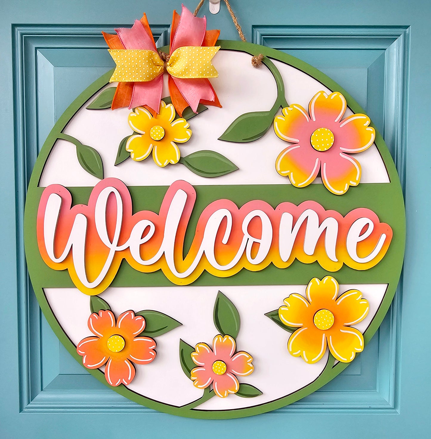 Welcome Ombre Floral Door Hanger