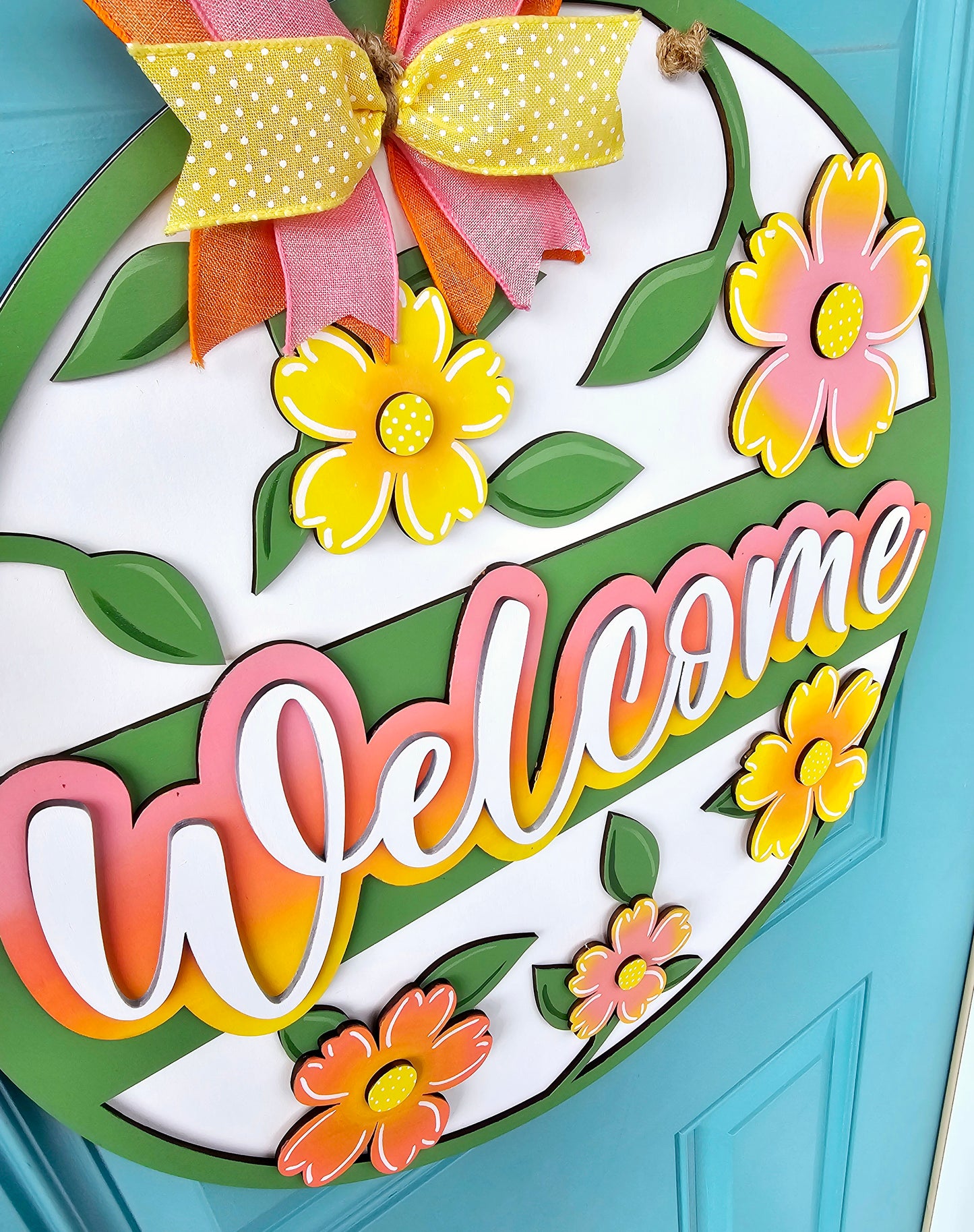 Welcome Ombre Floral Door Hanger