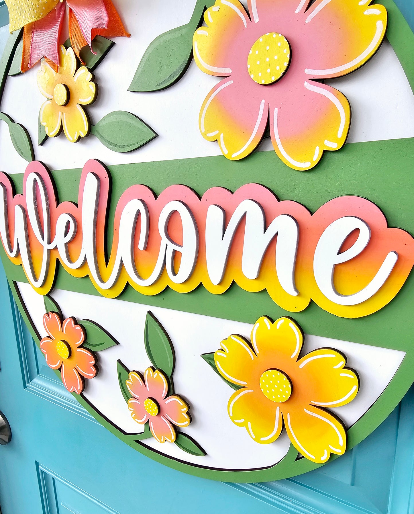 Welcome Ombre Floral Door Hanger