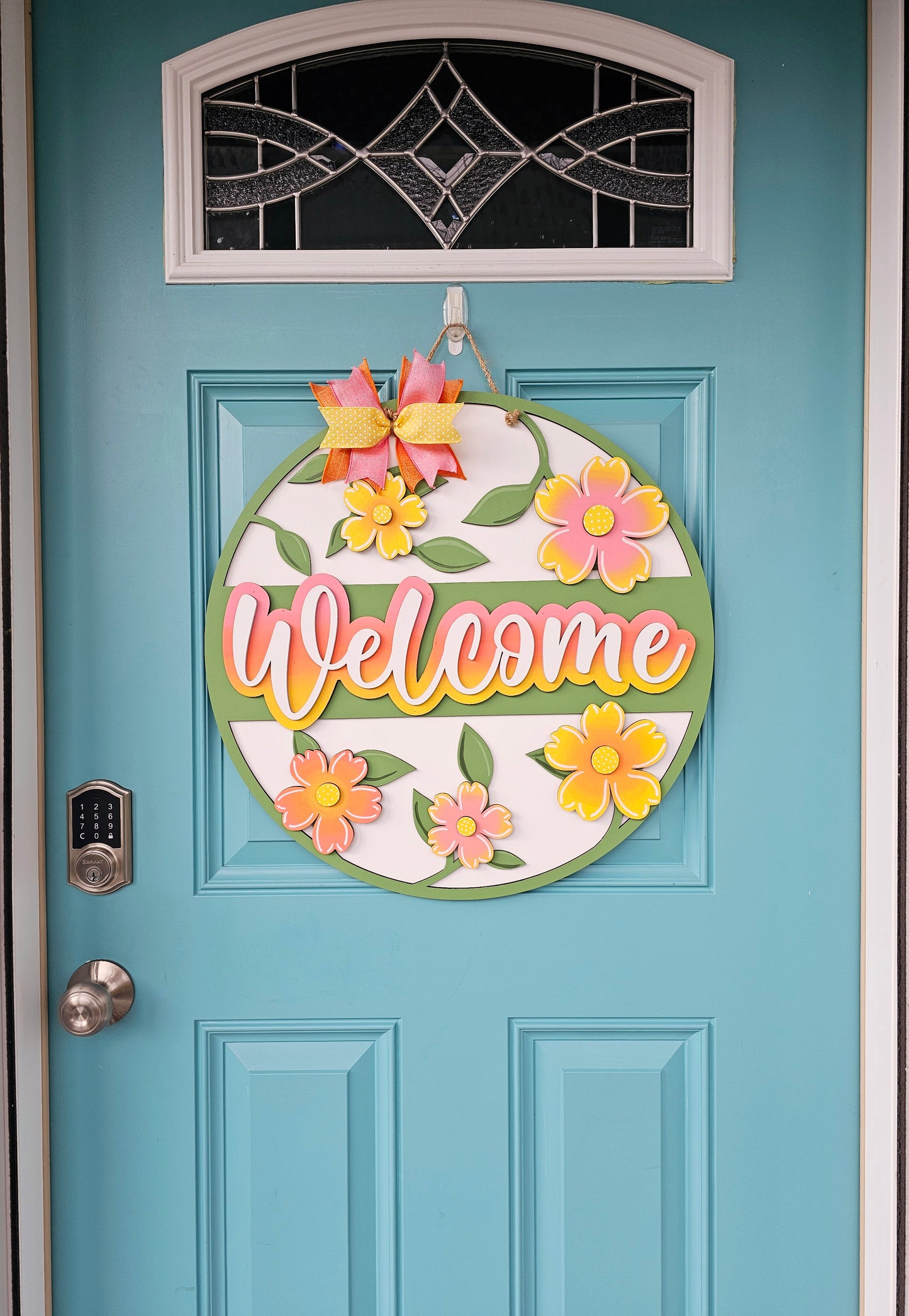 Welcome Ombre Floral Door Hanger
