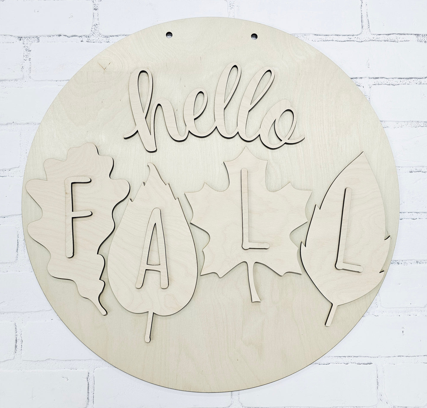Hello Fall 4 Leaves Door Hanger