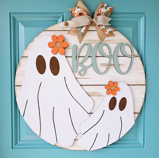 Retro Flower Ghost Door Hanger