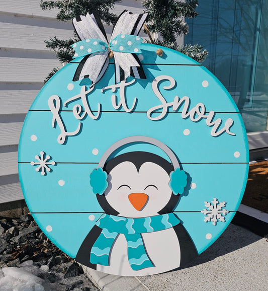Let it Snow Penguin Door Hanger