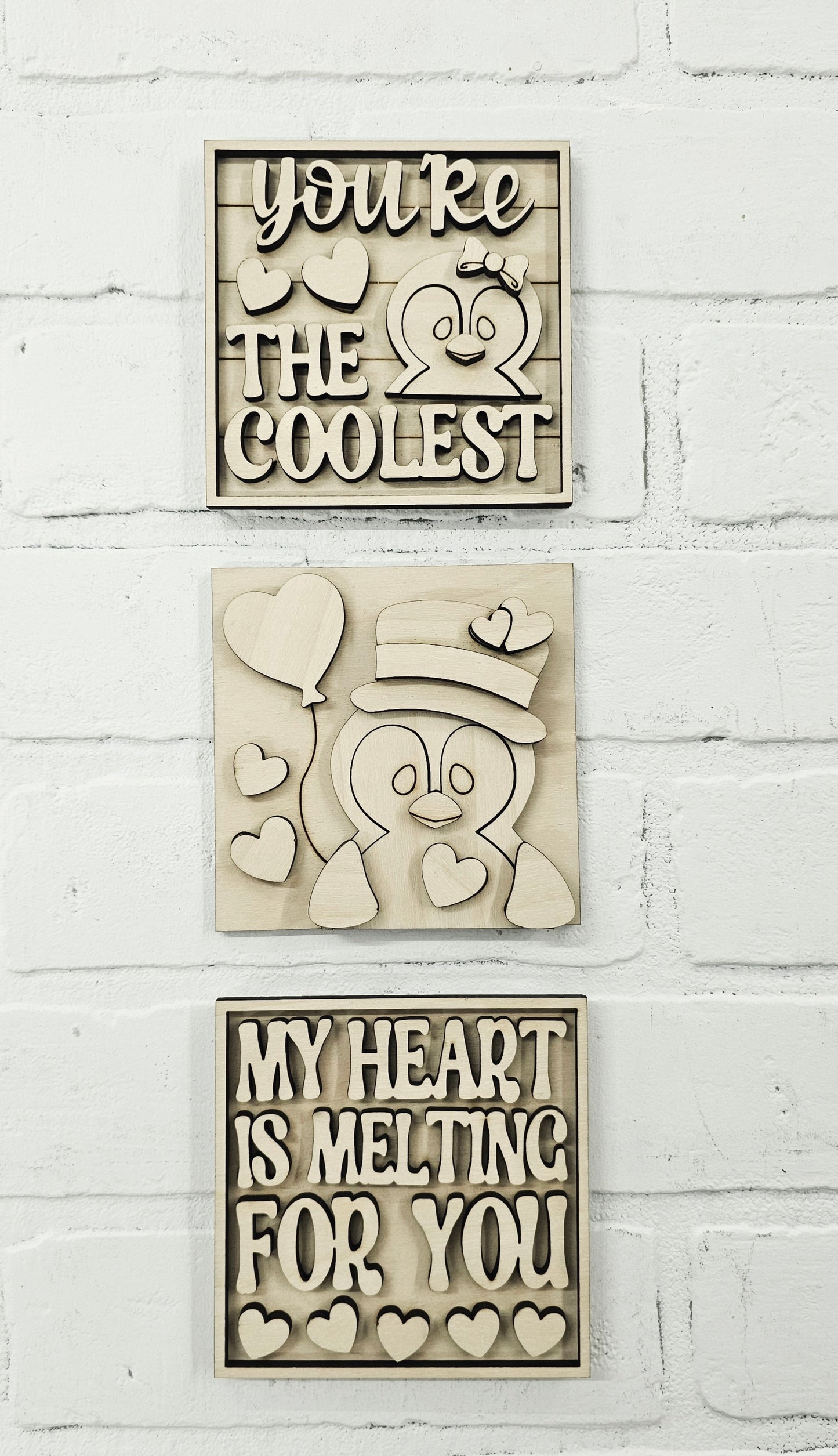 Valentine Penguins- Set of 3