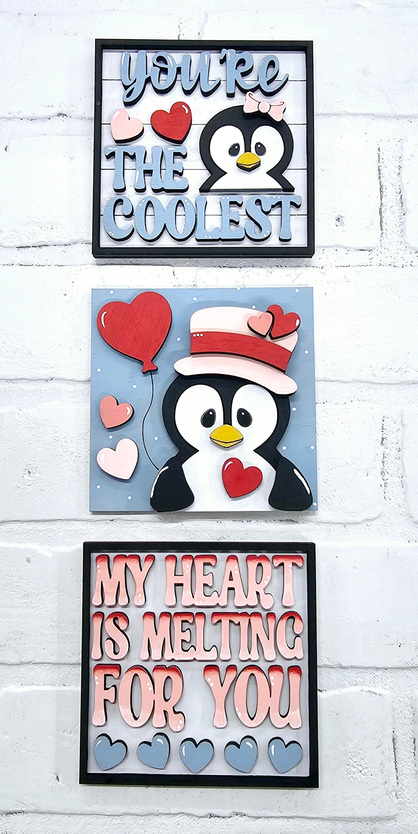 Valentine Penguins- Set of 3