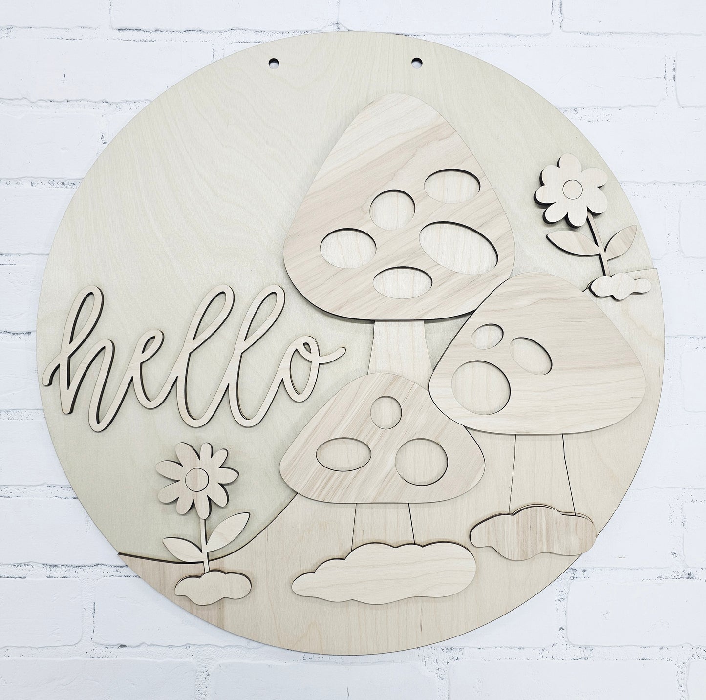 Hello Mushroom Trio Door Hanger