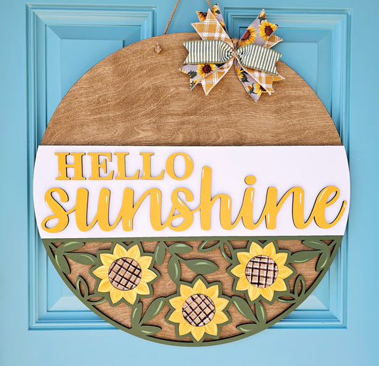 Hello Sunshine Sunflower Door Hanger